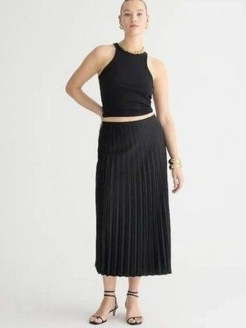 J. CREW Black Pleated Midi Skirt 2X